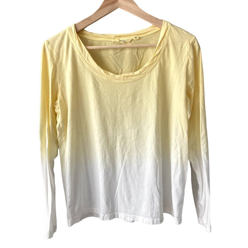 Candace Cameron Bure Ocean Dipped Long Sleeve Ombre Tee - Yellow - Small